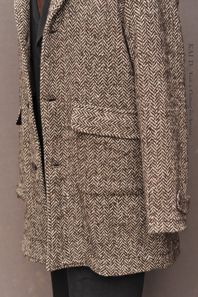 Brick Lane Raglan Coat - Chunky Herringbone - L