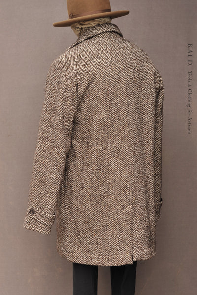 Brick Lane Raglan Coat - Chunky Herringbone - L