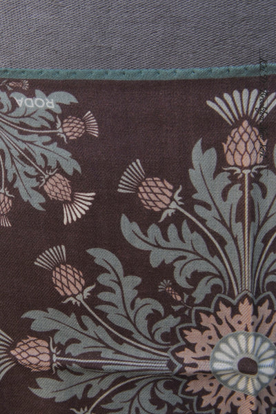 Light Wool Pocket Square - Brown / Green Geo Floral