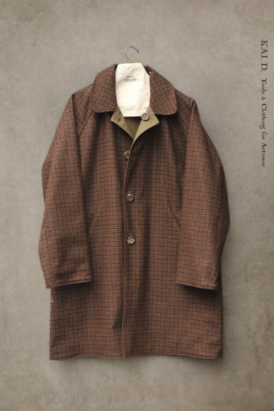 Kingsley Reversible Coat - Cotton Wax/ Houndstooth Wool - Dust Wood-  S