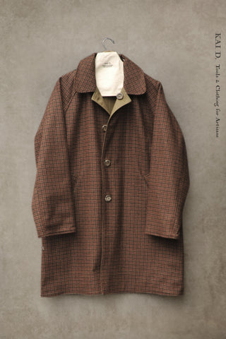 Kingsley Reversible Coat - Cotton Wax/ Houndstooth Wool - Dust Wood-  S