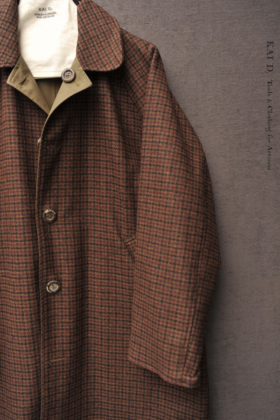 Kingsley Reversible Coat - Cotton Wax/ Houndstooth Wool - Dust Wood-  S