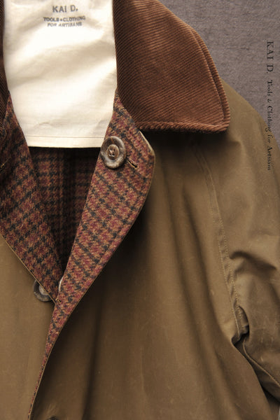 Kingsley Reversible Coat - Cotton Wax/ Houndstooth Wool - Dust Wood-  S