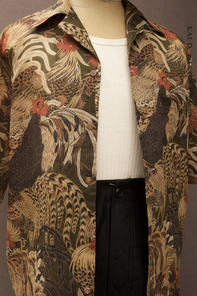 50s Short Sleeve Shirt - Vintage Rooster -  S, L (oversized)