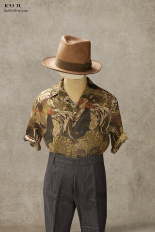 50s Short Sleeve Shirt - Vintage Rooster -  L