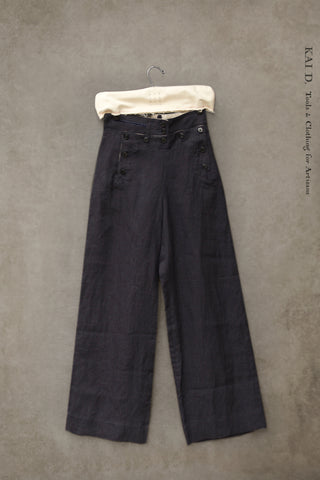Sailor Pants - Japanese Dark Blue Linen - XS, L