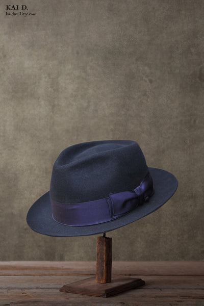 Short Brim Felt Hat - Royal Blue - 36, 38,40