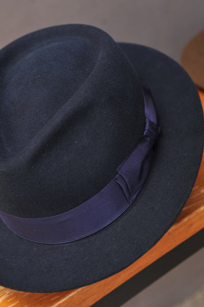 Short Brim Felt Hat - Royal Blue - 36, 38,40