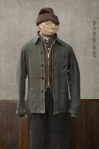 French Moleskin Work Jacket - Rugged Green - 46, 50