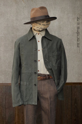 French Moleskin Work Jacket - Rugged Green - 46, 50