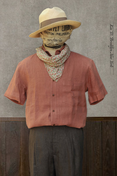 Cassady Shirt - Coral Shibui Linen - S, M, L, XL, XXL