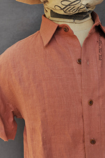 Cassady Shirt - Coral Shibui Linen - S, M, L, XL, XXL