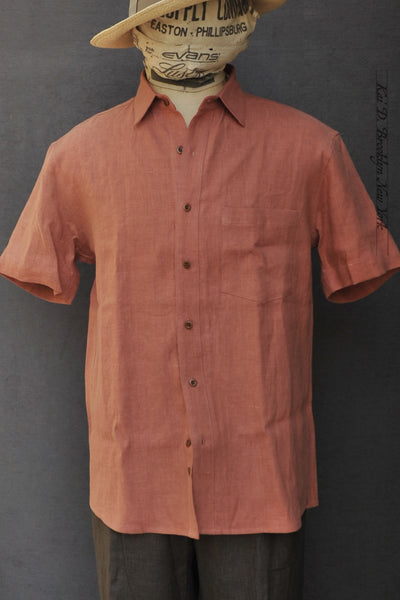 Cassady Shirt - Coral Shibui Linen - S, M, L, XL, XXL