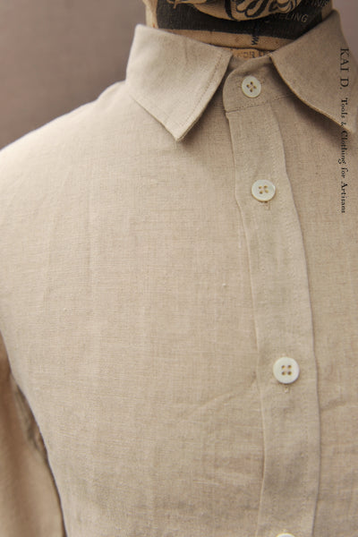 Belgian Linen Essential Shirt - Flax - 46, 48, 50, 52