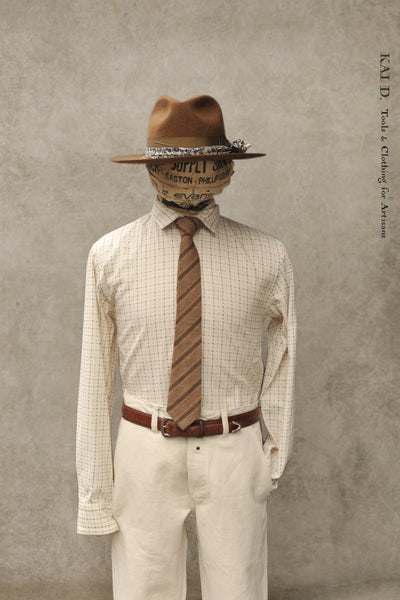 Delancey Shirt - Cream Sashiko Cotton - S (NO RETURN)
