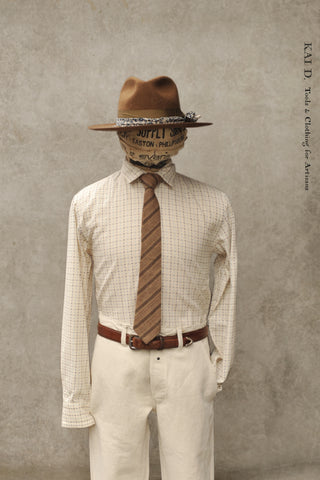 Delancey Shirt - Cream Sashiko Cotton - S (NO RETURN)