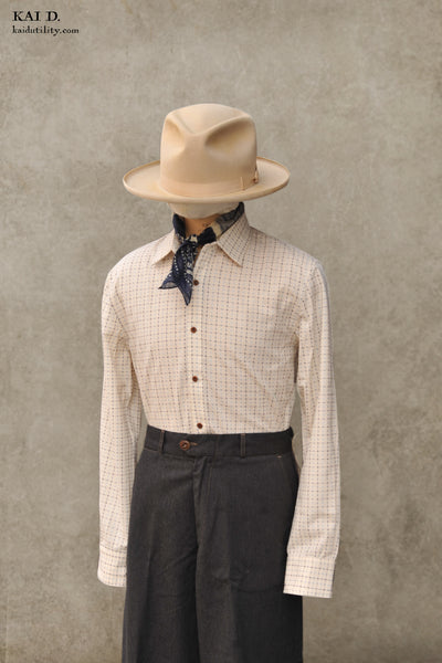 Delancey Shirt - Cream Sashiko Cotton - S, M, L