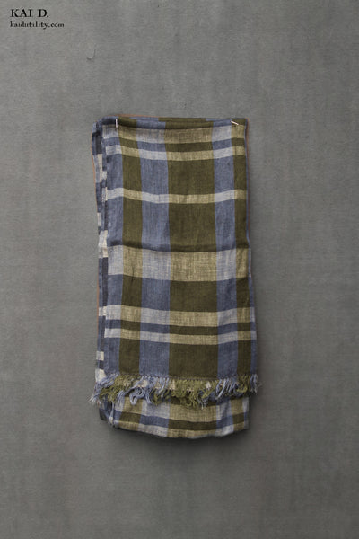 Linen Scarf - Linen Plaid