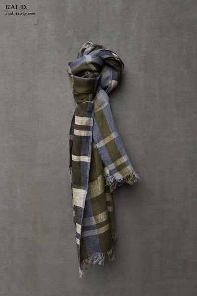 Linen Scarf - Linen Plaid