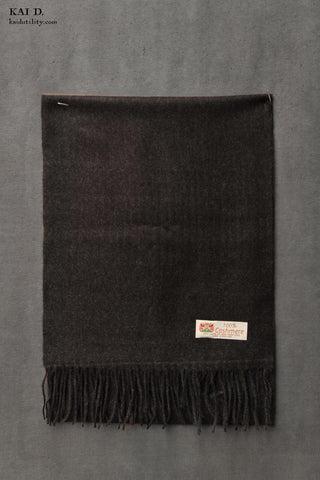 Pure Cashmere Wool Scarf - Deep Charcoal