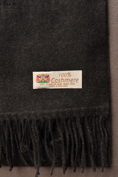 Pure Cashmere Wool Scarf - Deep Charcoal