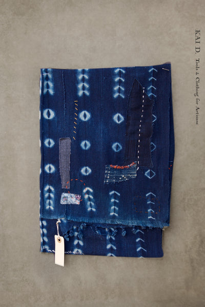 African Indigo Boro Scarf E - Dark Indigo