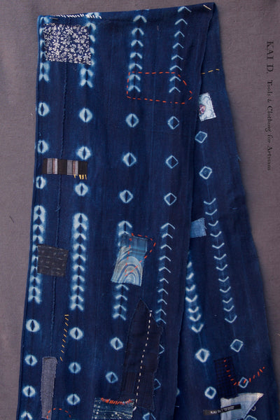 African Indigo Boro Scarf E - Dark Indigo