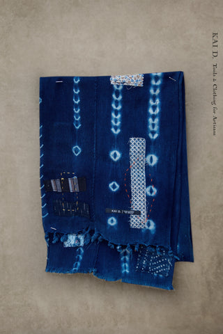 African Indigo Boro Scarf F - Dark Indigo