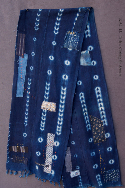 African Indigo Boro Scarf F - Dark Indigo