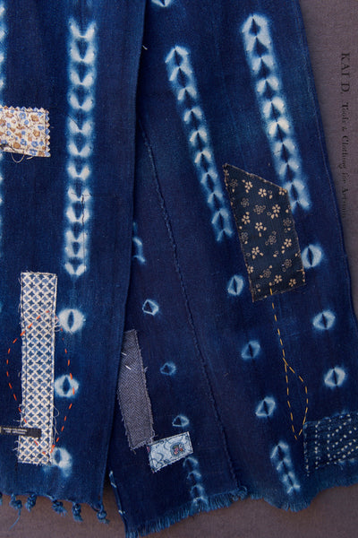 African Indigo Boro Scarf F - Dark Indigo
