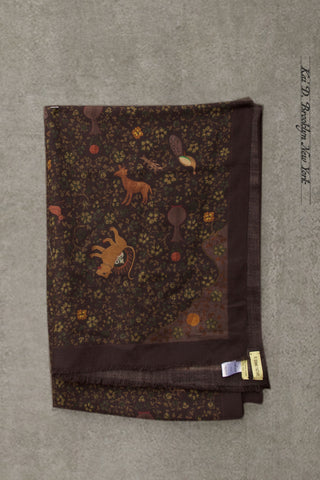 Fringe Scarf - Ispahan Folk Pattern - Brown (NO RETURN NO EXCHANGE)