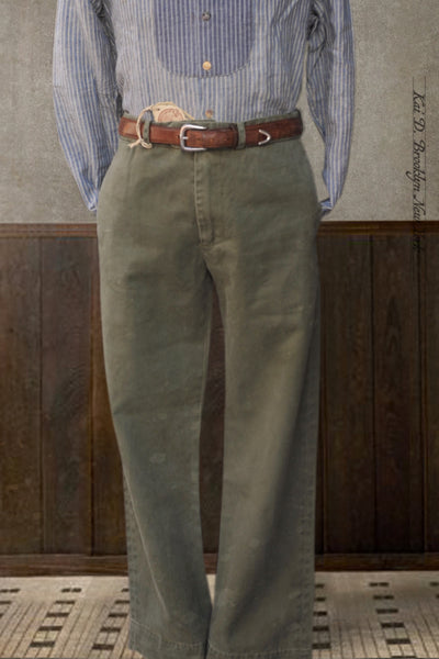 Flat Front Trousers - Heavy Washed Cotton - 31