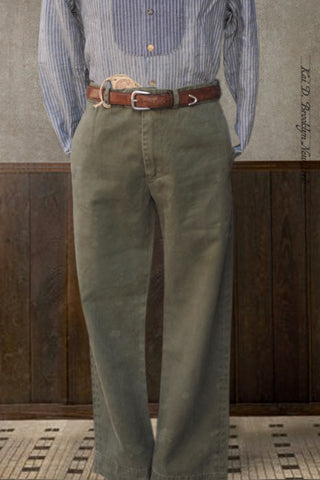 Flat Front Trousers - Heavy Washed Cotton - 31
