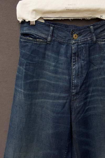Light Weight Denim Wide Leg Pants - Dark Indigo -  26, 28