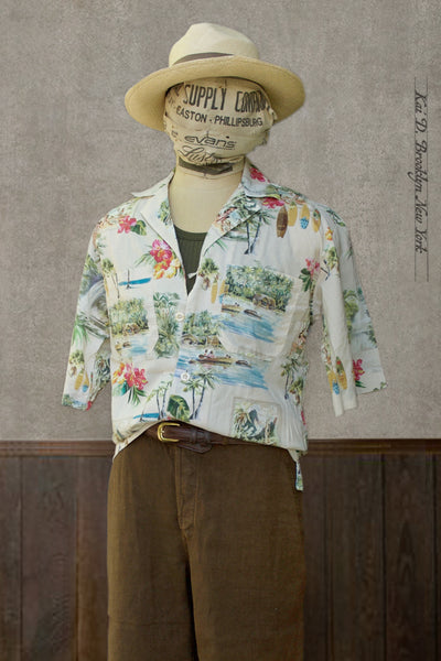 Loose Cut Camp Shirt - Hawaiian Print - S, L, XL