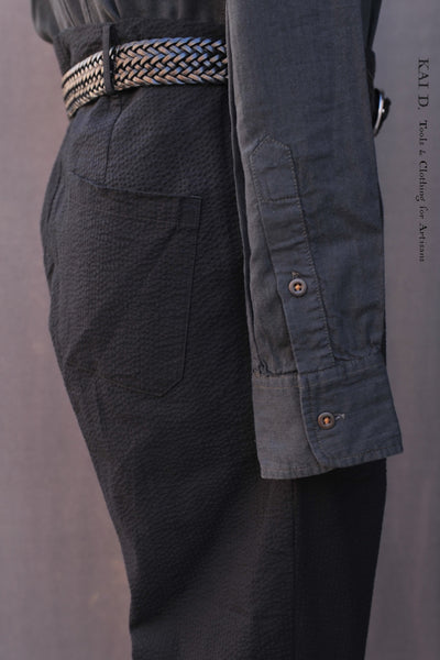 Seersucker Single Pleat Pants - Black - M, L