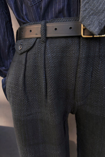 Shakoor Wide Cut Pants -  Handspun Herringbone - 3(32), L(34)