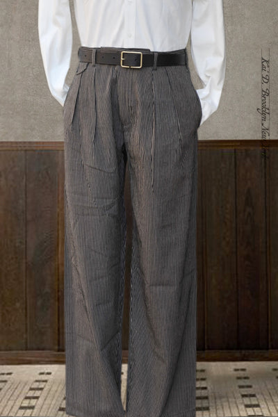 Shakoor Wide Cut Pants -  Powerloom Dobby Stripe - 2(31), 3(33), L(35)