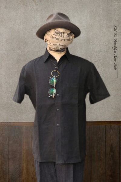 Cassady Shirt - Black Shibui Linen - M, L, XL, XXL