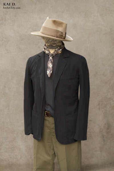 Over dyed Cotton Linen Shoemaker Jacket - Black -  M, L