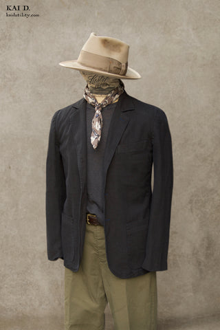 Over dyed Cotton Linen Shoemaker's Jacket - Black -  L