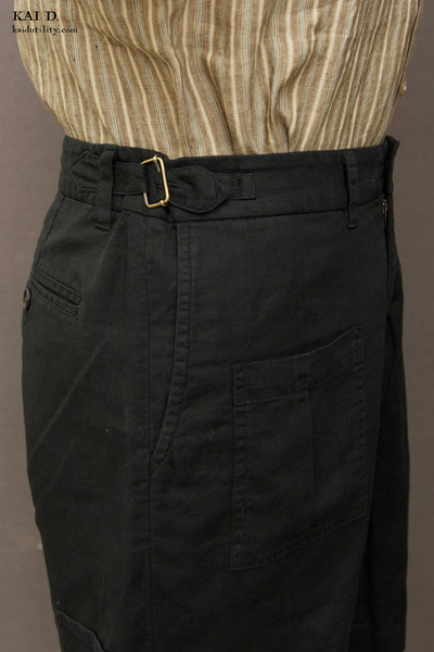 Martin Shorts - Over dyed Cotton Linen - Black - 36