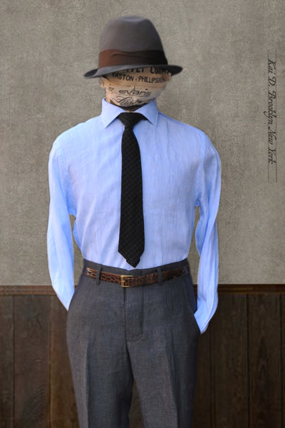 Sicily Linen Dress Shirt - Sicily Blue - 40, 42, 44, 46 (Relaxed fit, longer body length, sleeve length)