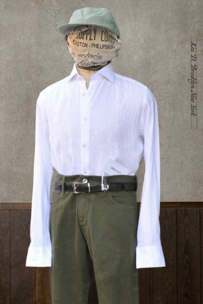 Sicily Linen Dress Shirt - Sicily White - 40, 42, 44, 46 (Relaxed fit, longer body length, sleeve length)
