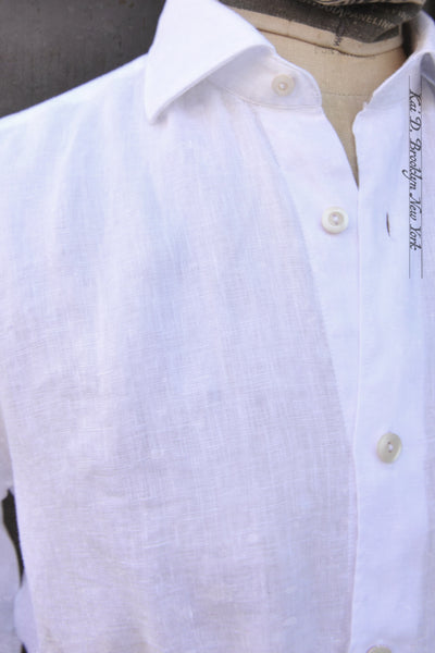 Sicily Linen Dress Shirt - Sicily White - 40, 42, 44 (Relaxed fit, longer body length, sleeve length)