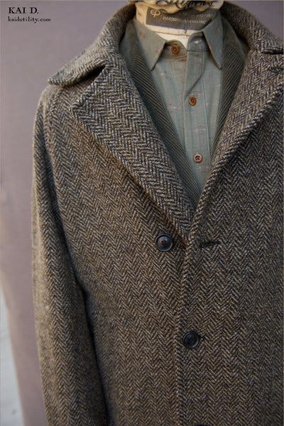 Sigurd Long Coat - Wool Herringbone - S, M