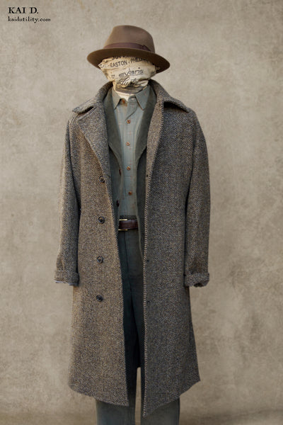Sigurd Long Coat - Wool Herringbone - S, M