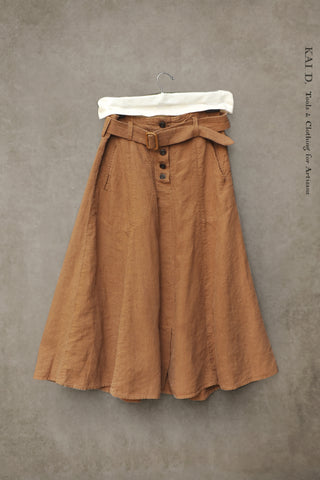 Georgia Linen Skirt - Cognac  - XS, S