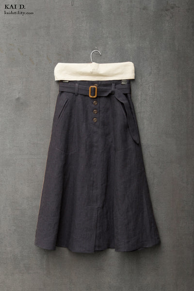 Georgia Linen Skirt - Navy - XS