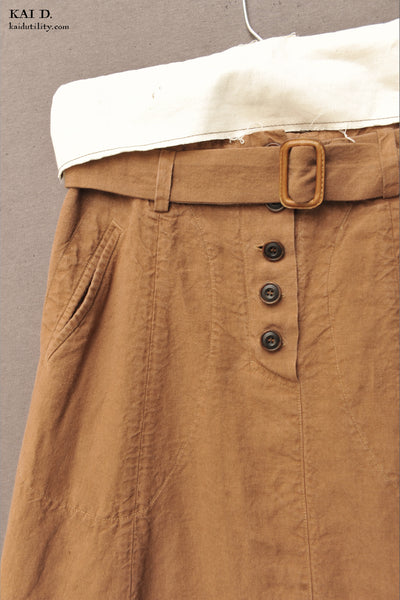 Georgia Linen Skirt - Cognac - XXS, XS, S, M
